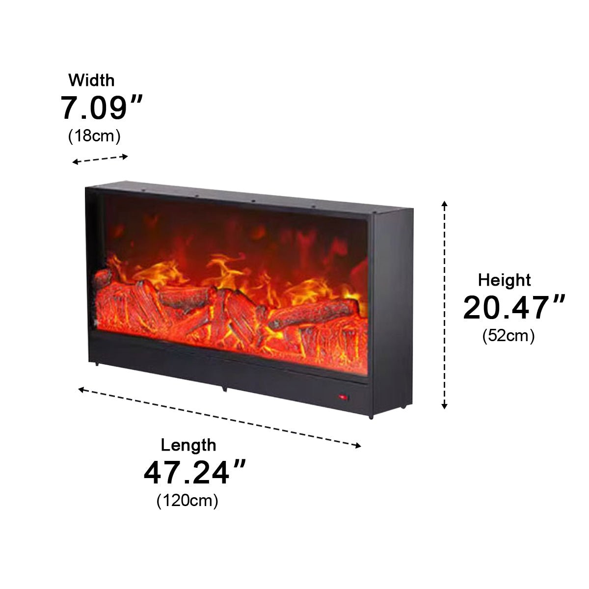 Modern 3D Simulated LED Flame Electric Fireplace Wall Heater - Flyachilles
