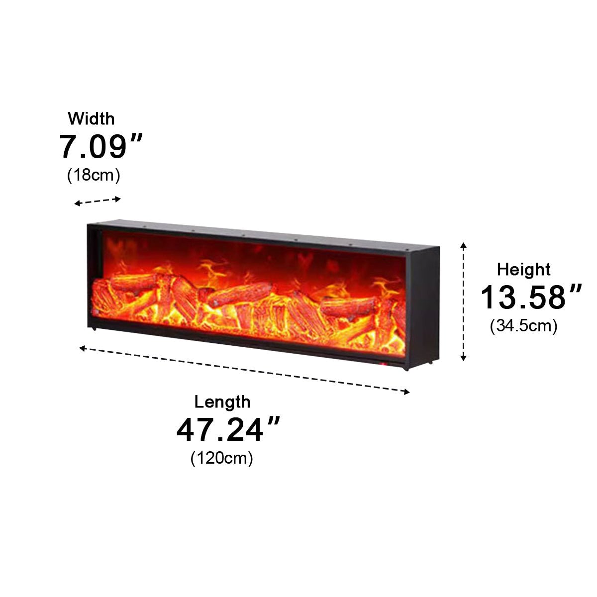 Modern 3D Simulated LED Flame Electric Fireplace Wall Heater - Flyachilles