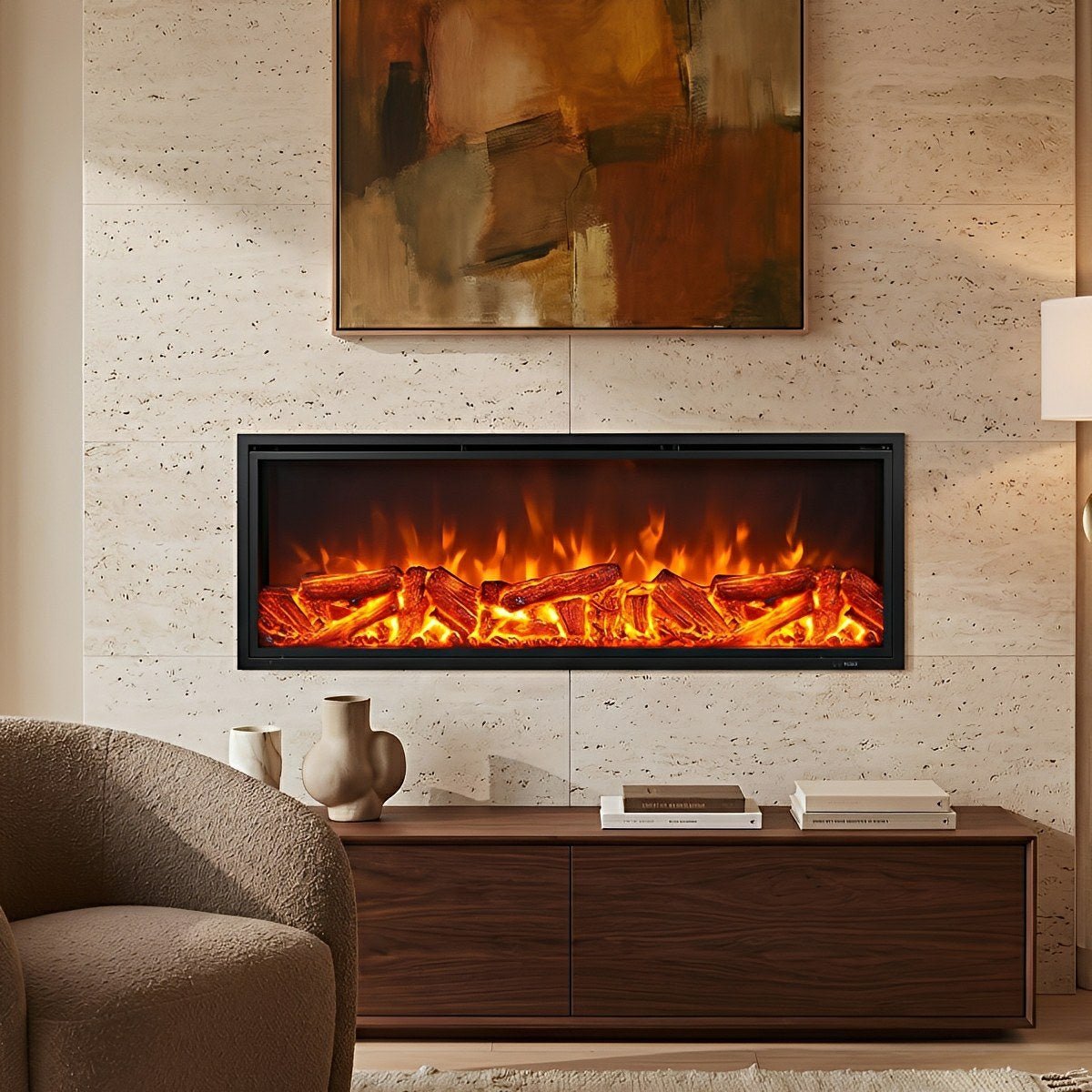 Modern 3D Simulated LED Flame Electric Fireplace Wall Heater - Flyachilles