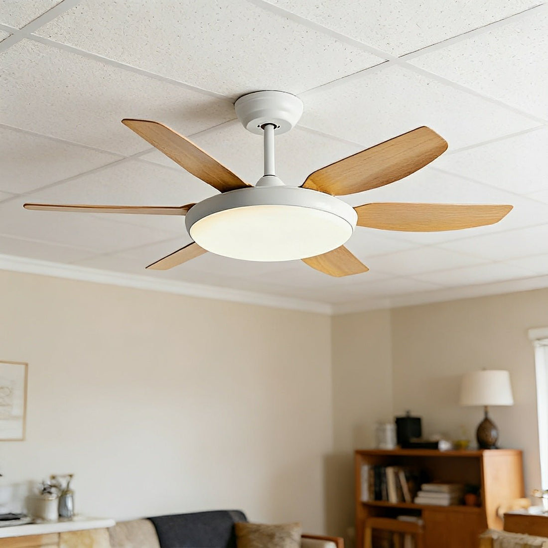 Modern 6 - Blade Scandinavian Minimalist Ceiling Fan with LED Light - Flyachilles