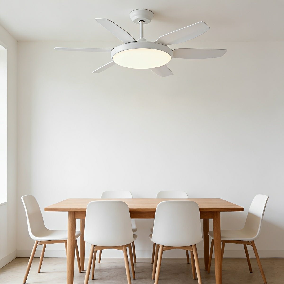 Modern 6 - Blade Scandinavian Minimalist Ceiling Fan with LED Light - Flyachilles