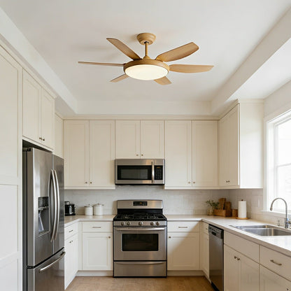 Modern 6 - Blade Scandinavian Minimalist Ceiling Fan with LED Light - Flyachilles