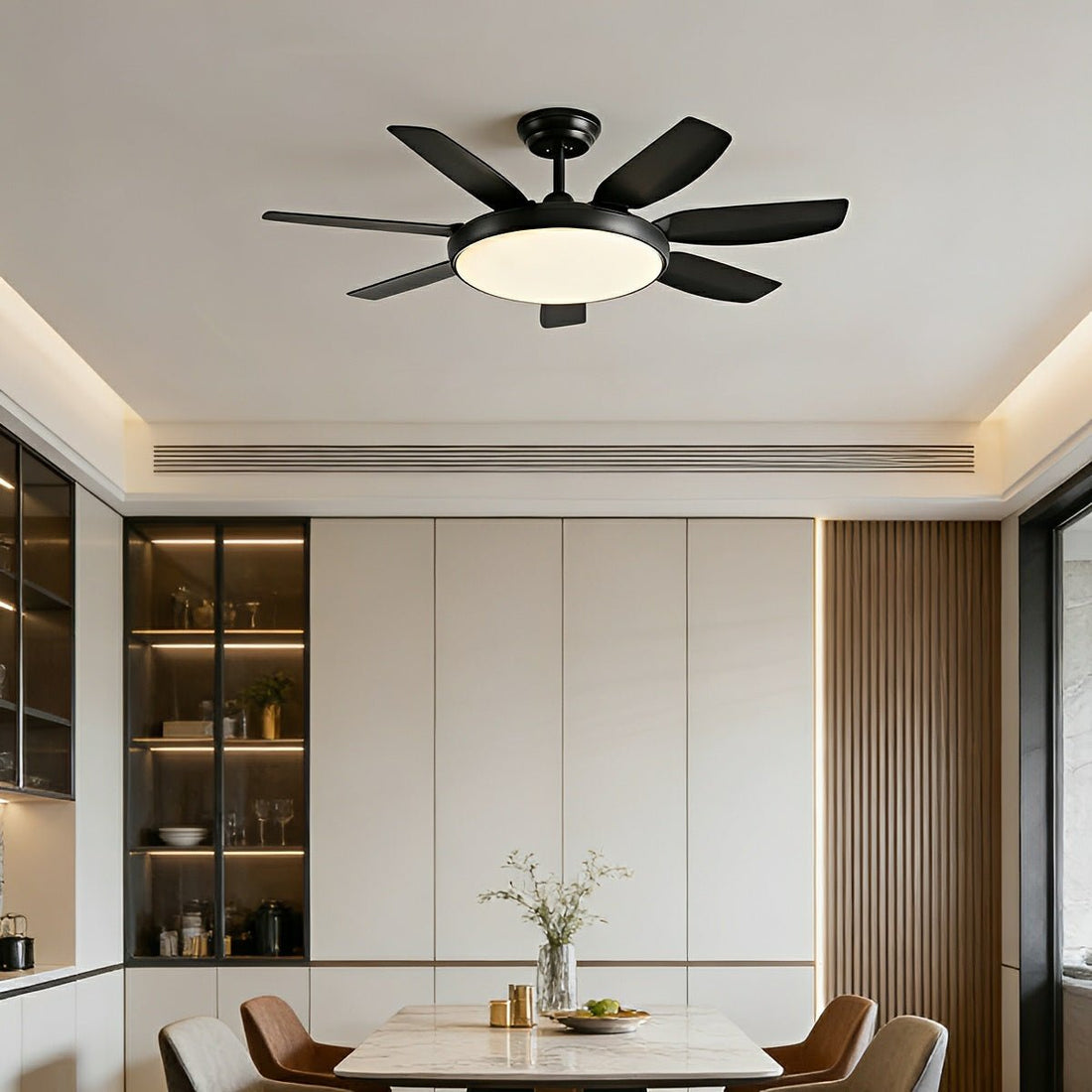 Modern 6 - Blade Scandinavian Minimalist Ceiling Fan with LED Light - Flyachilles