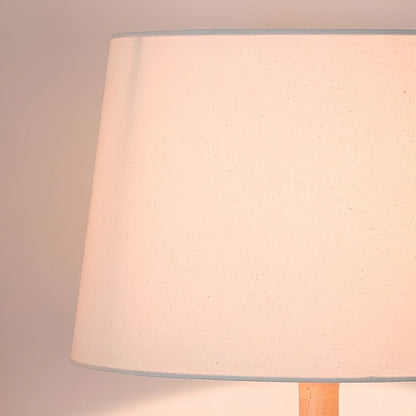 Modern Beech Wood Fabric Drum Shade LED Floor Lamp - Flyachilles