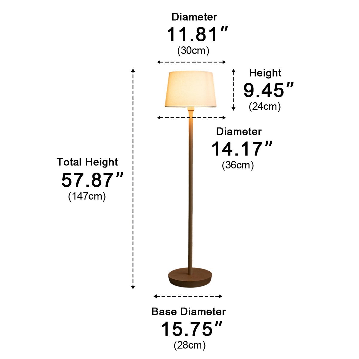 Modern Beech Wood Fabric Drum Shade LED Floor Lamp - Flyachilles