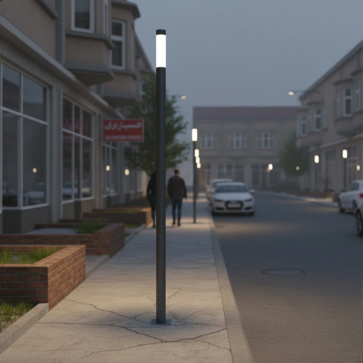 Modern Black Cylinder LED Column Outdoor Pole Street Light - Flyachilles