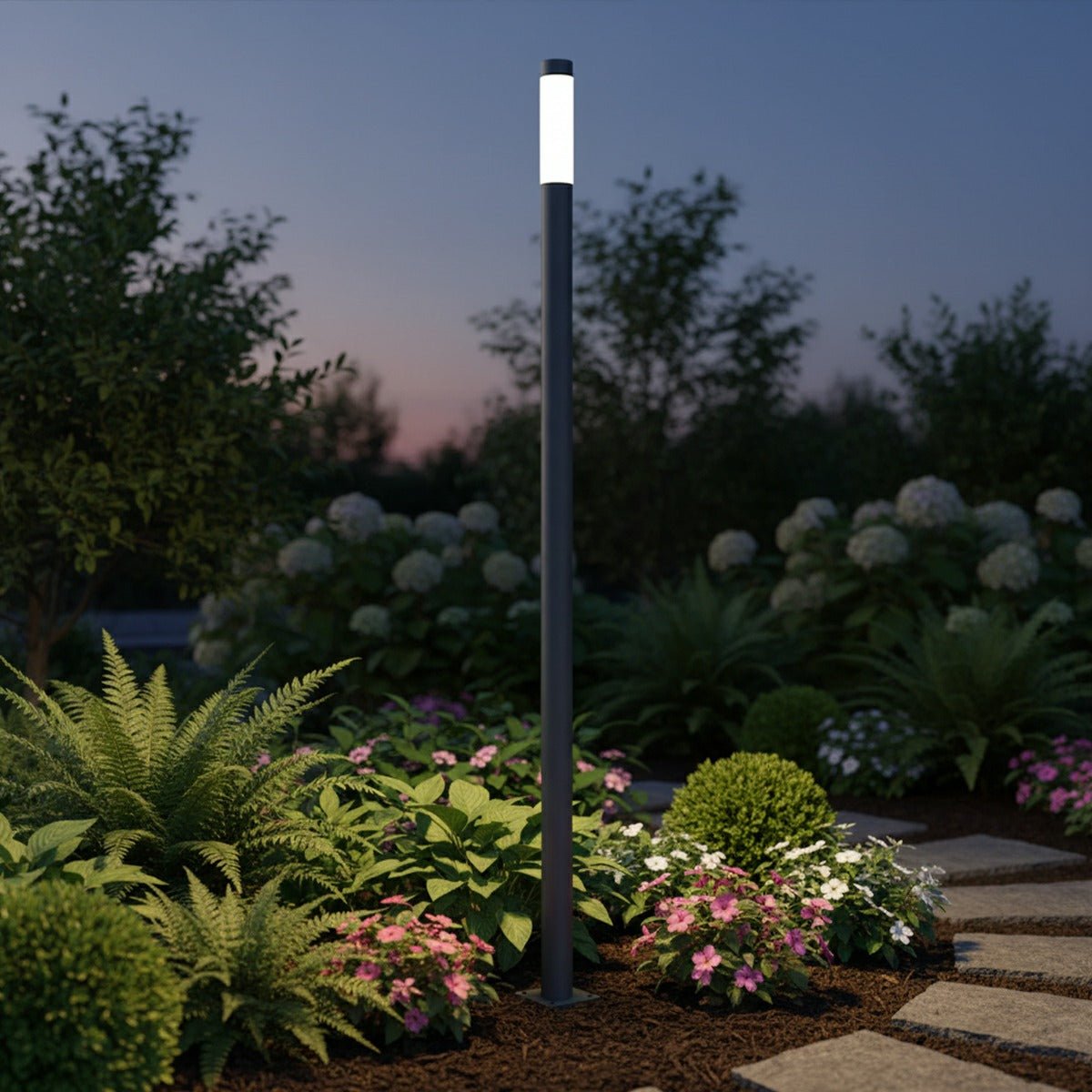 Modern Black Cylinder LED Column Outdoor Pole Street Light - Flyachilles