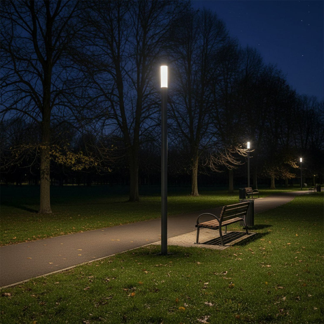 Modern Black Cylinder LED Column Outdoor Pole Street Light - Flyachilles