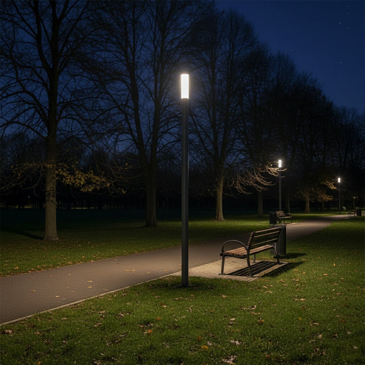 Modern Black Cylinder LED Column Outdoor Pole Street Light - Flyachilles