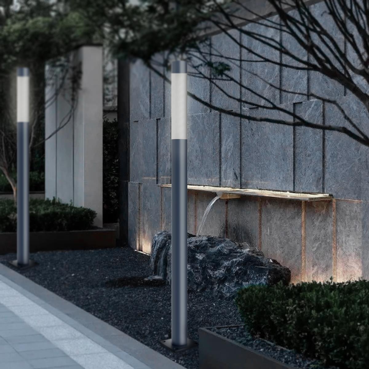 Modern Black Cylinder LED Column Outdoor Post Lights - Flyachilles