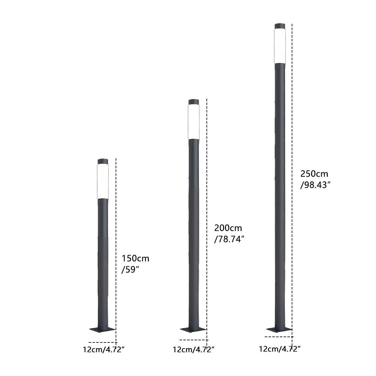 Modern Black Cylinder LED Column Outdoor Post Lights - Flyachilles