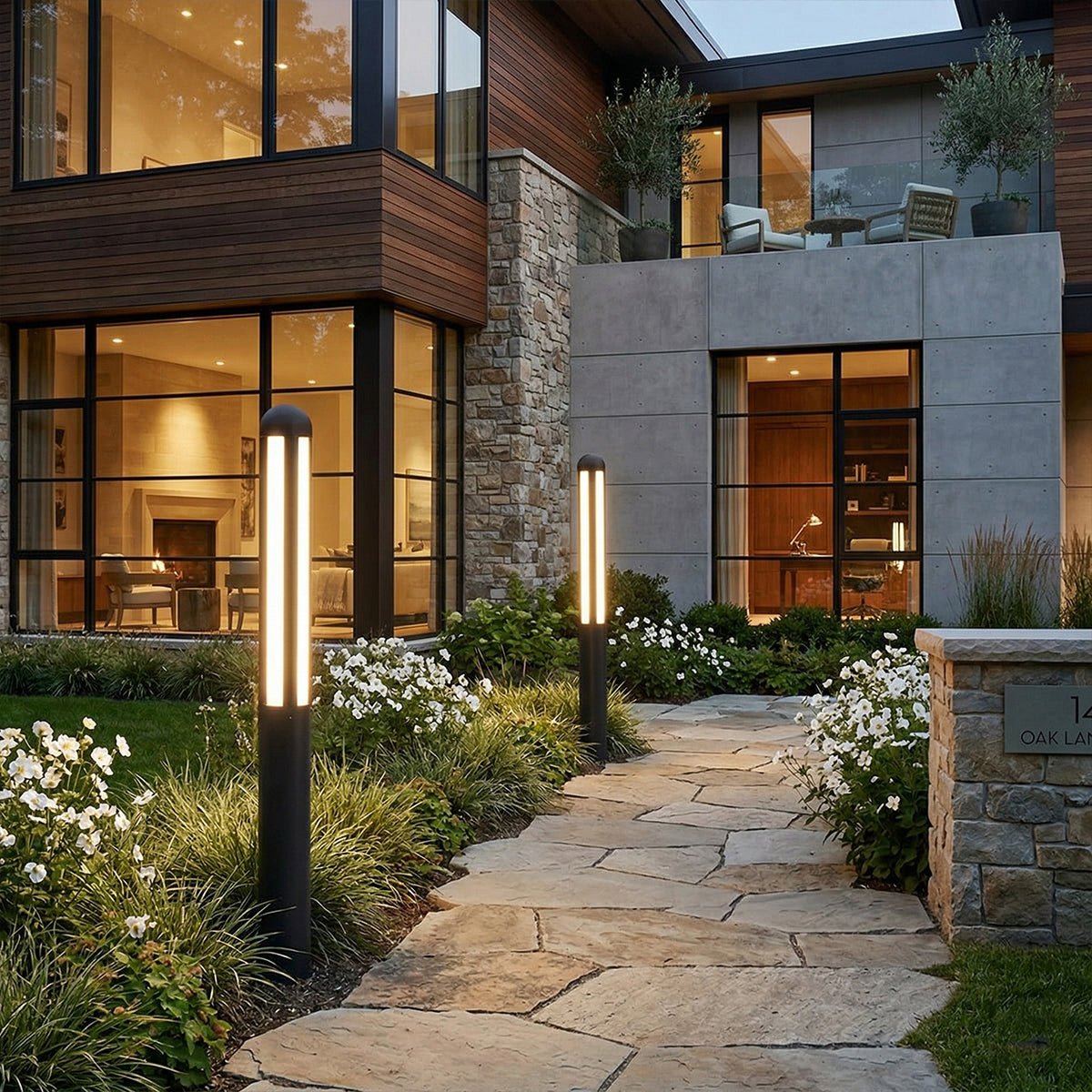 Modern Black Cylinder Waterproof LED Outdoor Path Post Light Street Lighting - Flyachilles