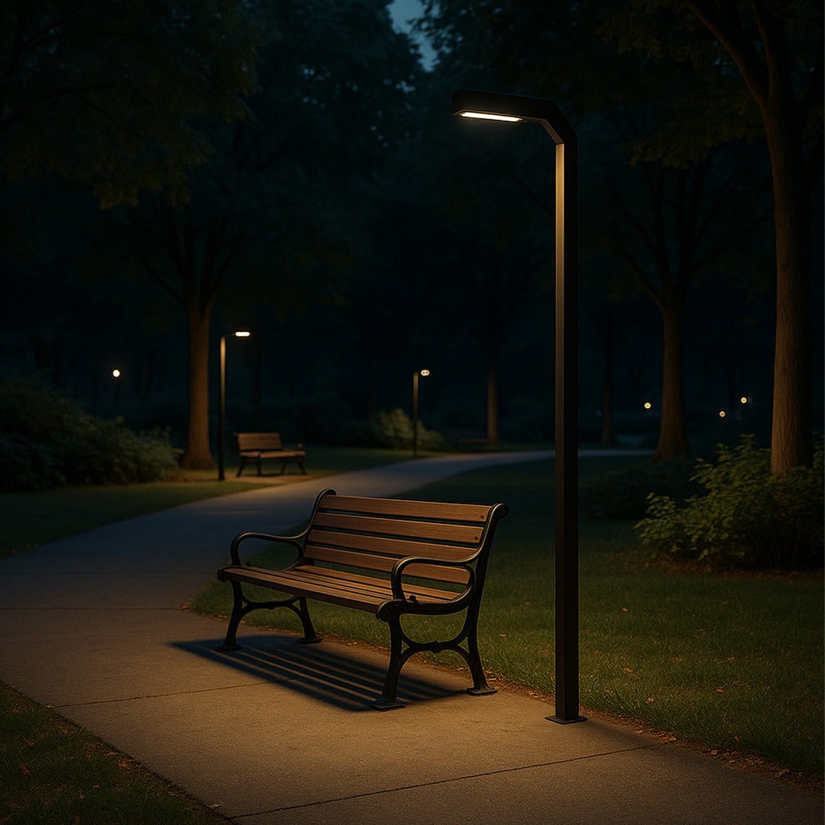 Modern Black LED Column Outdoor Pole Street Light - Flyachilles