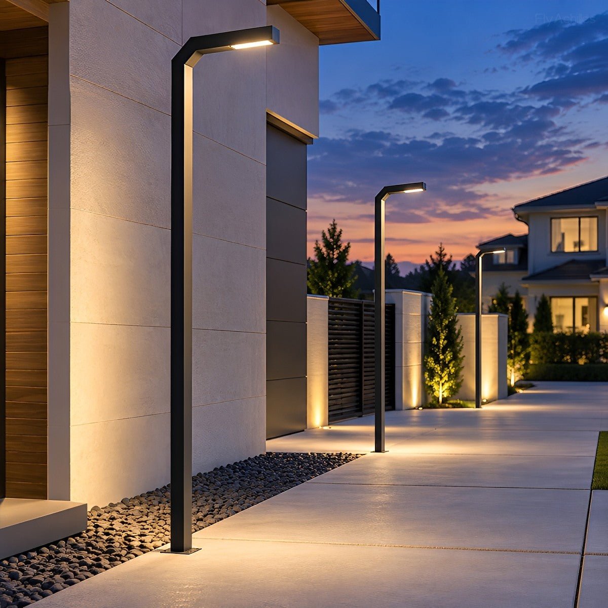 Modern Black LED Column Outdoor Pole Street Light - Flyachilles