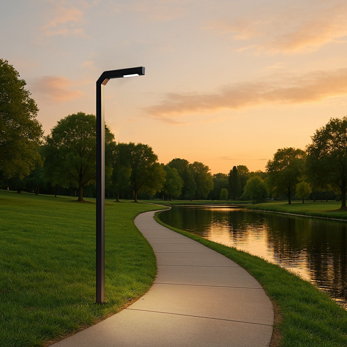 Modern Black LED Column Outdoor Pole Street Light - Flyachilles