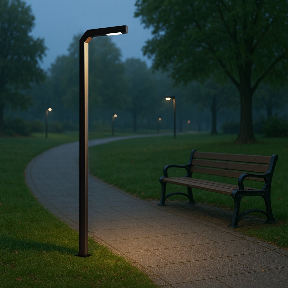 Modern Black LED Column Outdoor Pole Street Light - Flyachilles