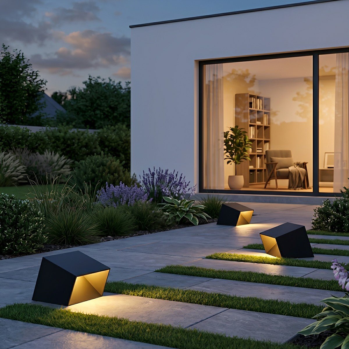 Modern Cube Garden LED Outdoor Post Light - Flyachilles