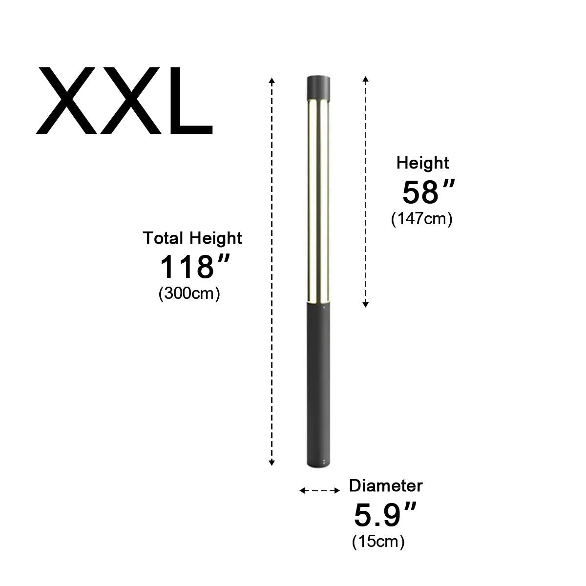 Modern Cylinder LED Black Outdoor Post Lights Pathway Light - Flyachilles