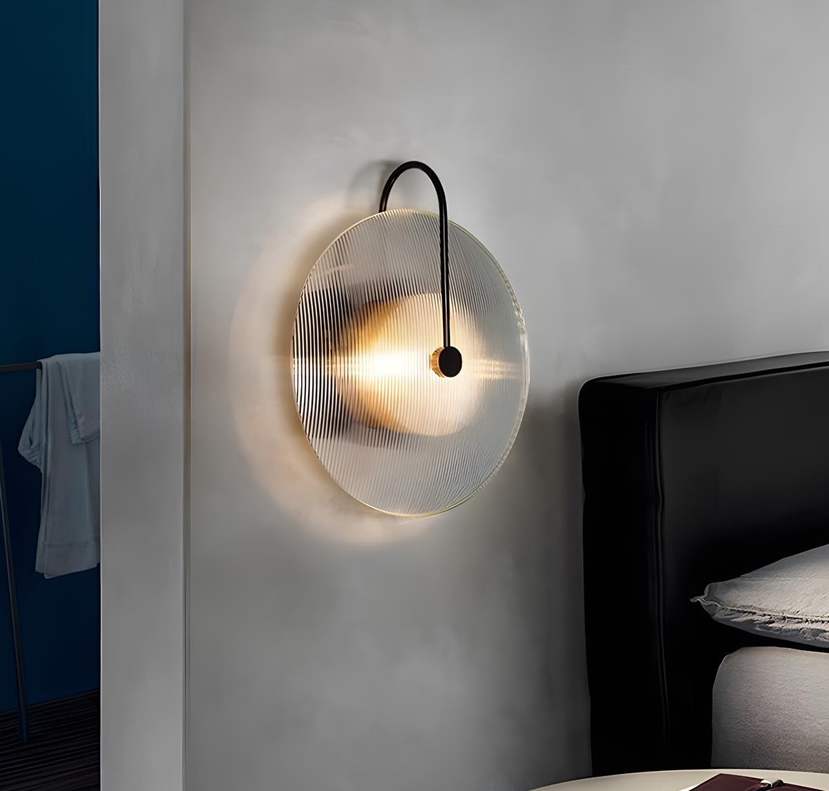 Modern Dish Clear Stripe Glass LED Indoor Wall Sconces - Flyachilles