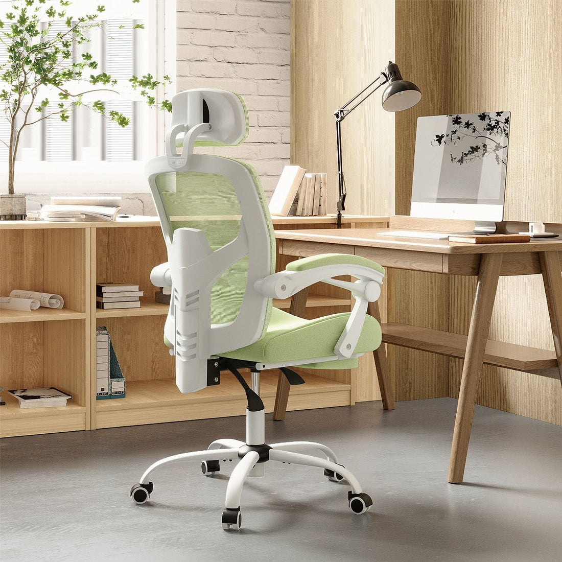 Modern Ergonomic Swivel Office Chair with Footrest & Lumbar Support - Flyachilles