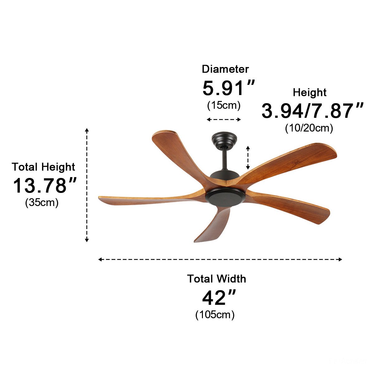 Modern Farmhouse Waterproof Wood Outdoor Ceiling Fan - Flyachilles