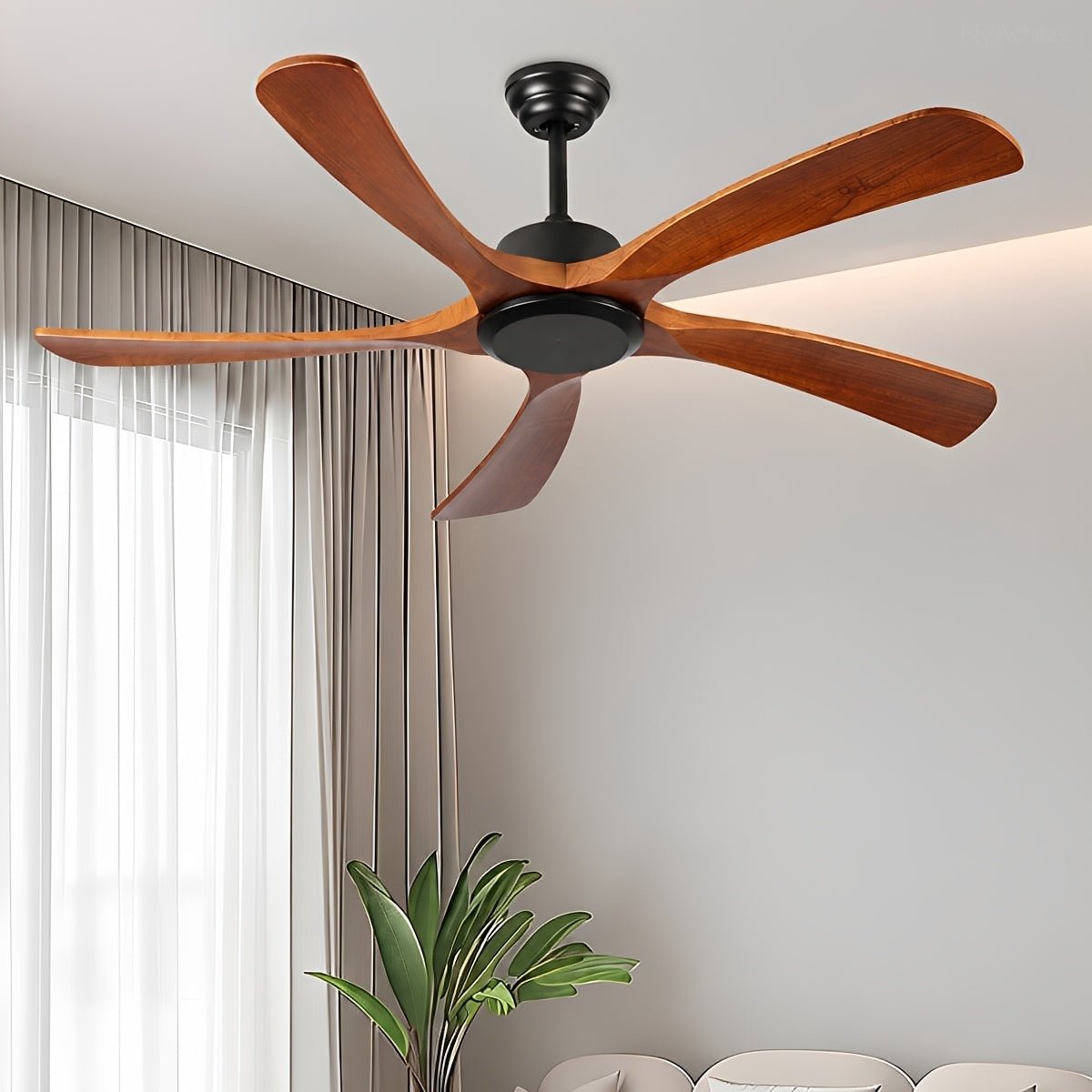 Modern Farmhouse Waterproof Wood Outdoor Ceiling Fan - Flyachilles