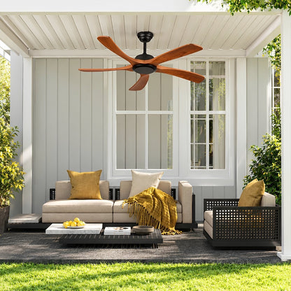 Modern Farmhouse Waterproof Wood Outdoor Ceiling Fan - Flyachilles