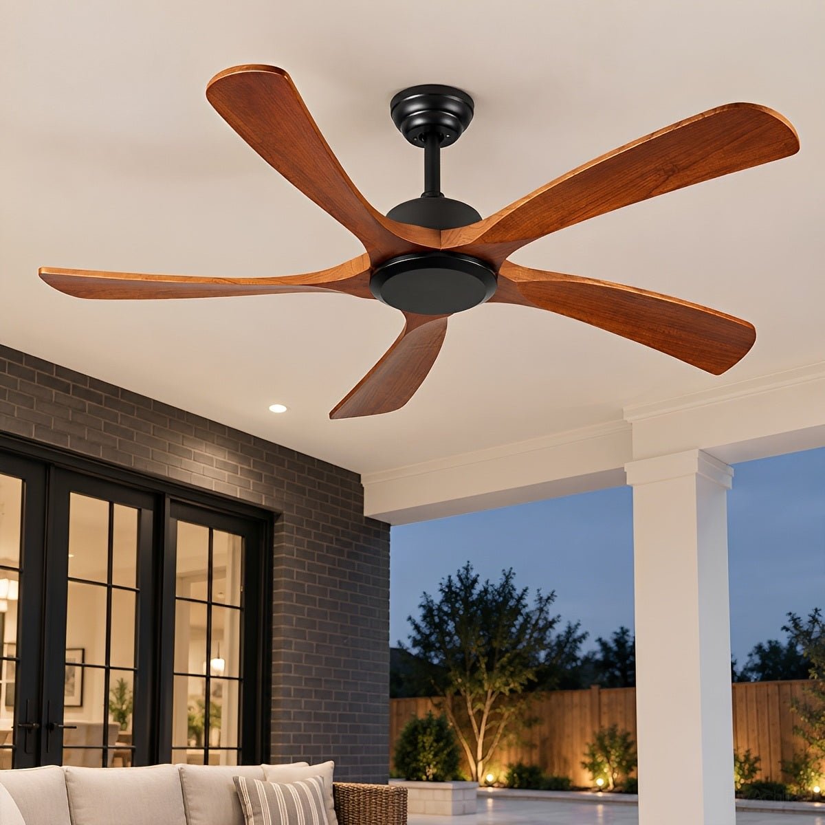 Modern Farmhouse Waterproof Wood Outdoor Ceiling Fan - Flyachilles