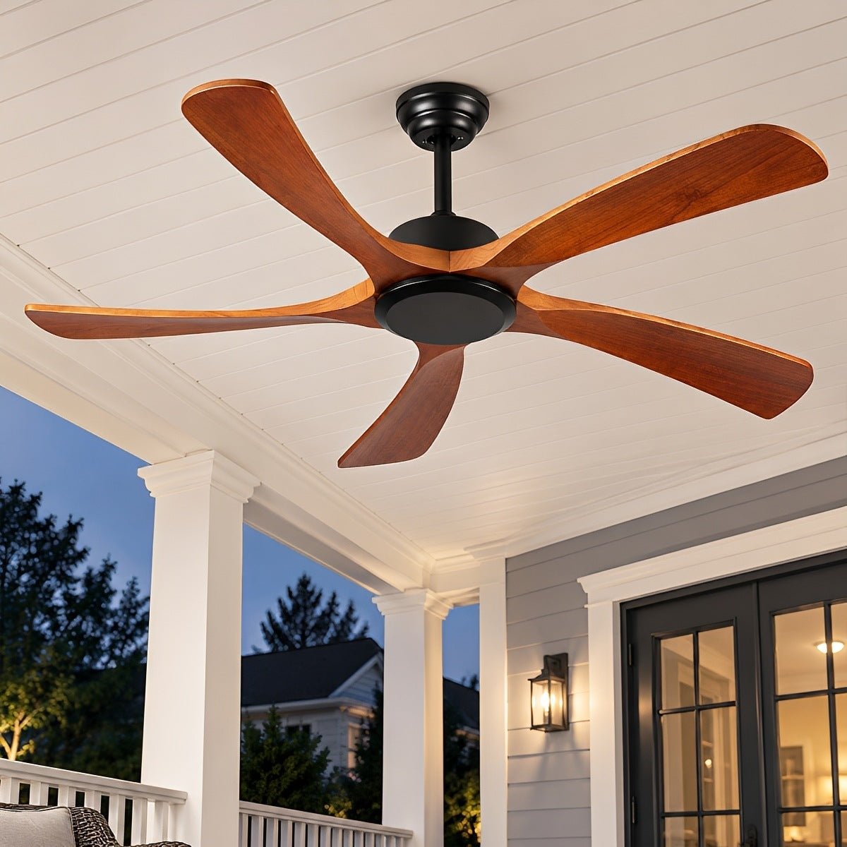 Modern Farmhouse Waterproof Wood Outdoor Ceiling Fan - Flyachilles