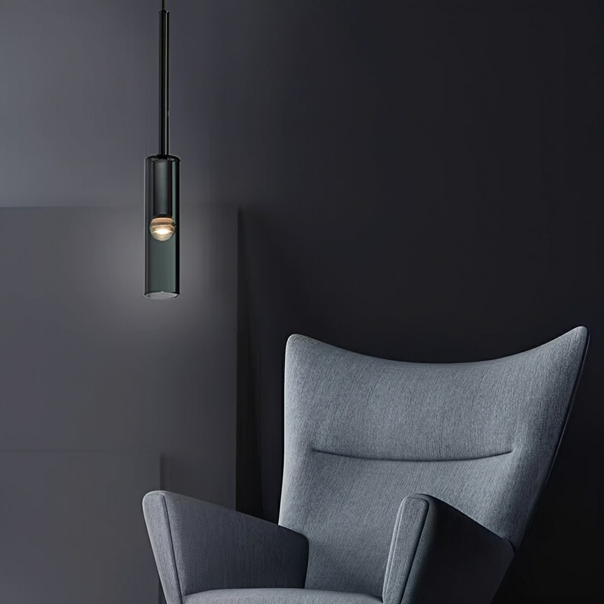 Modern Gray Cylindrical Crystal LED Pendant Light - Flyachilles