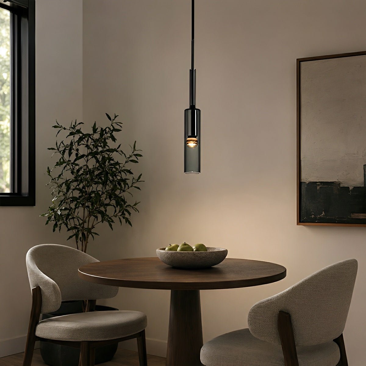 Modern Gray Cylindrical Crystal LED Pendant Light - Flyachilles