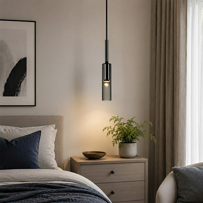 Modern Gray Cylindrical Crystal LED Pendant Light - Flyachilles