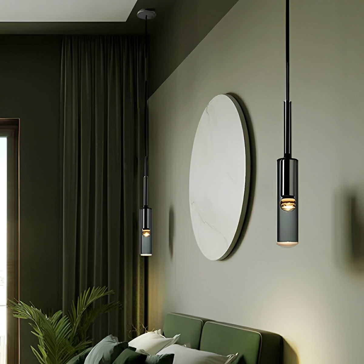 Modern Gray Cylindrical Crystal LED Pendant Light - Flyachilles