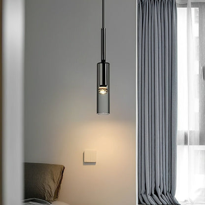Modern Gray Cylindrical Crystal LED Pendant Light - Flyachilles