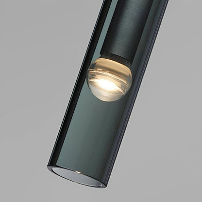 Modern Gray Cylindrical Crystal LED Pendant Light - Flyachilles