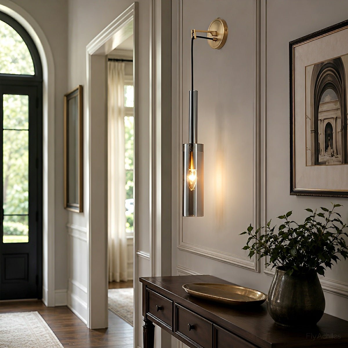 Modern Gray Cylindrical Crystal Wall Sconce - Flyachilles