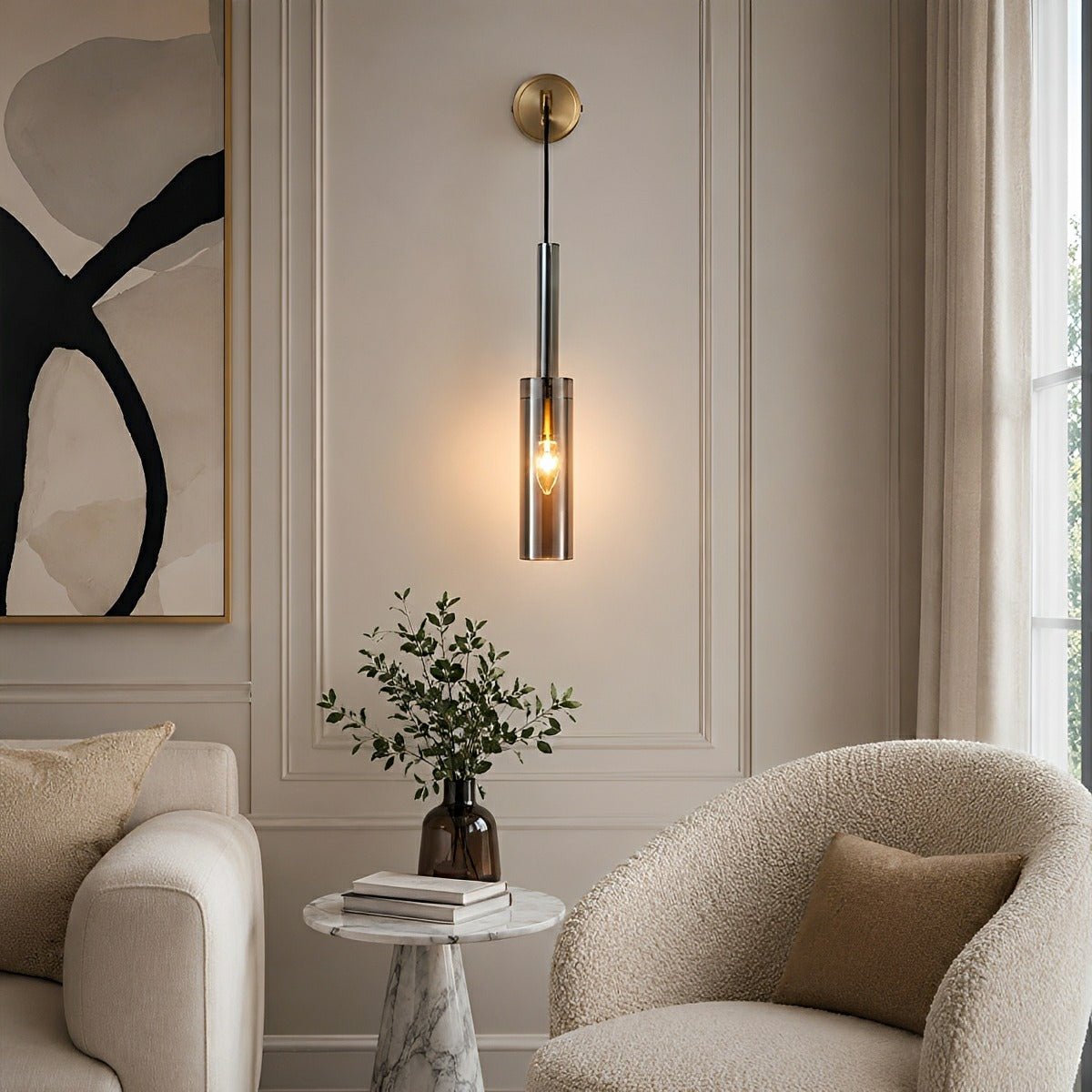 Modern Gray Cylindrical Crystal Wall Sconce - Flyachilles