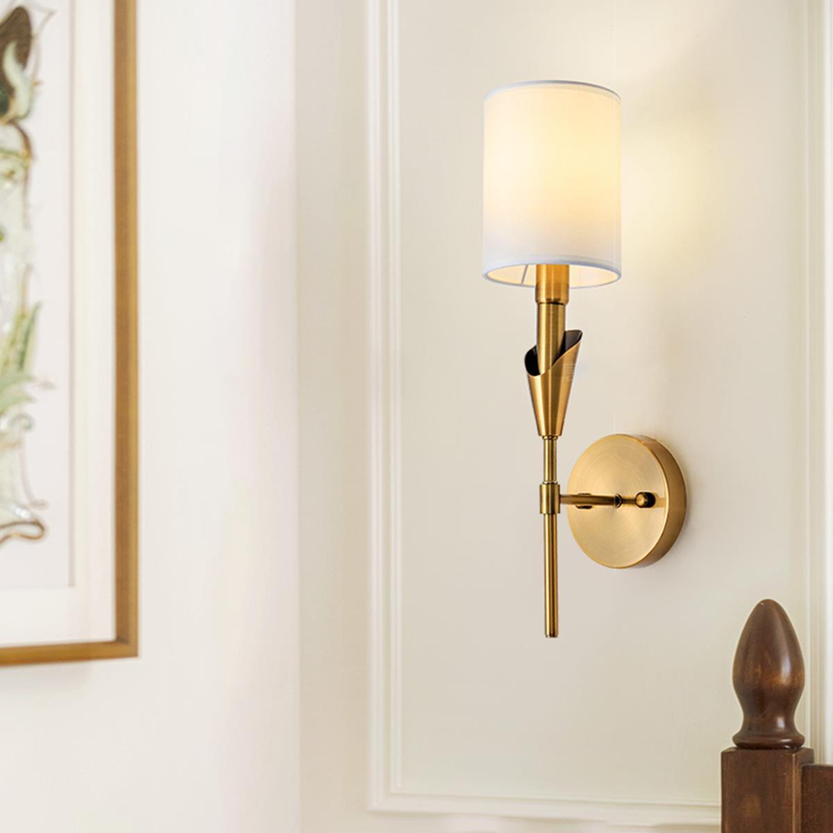 Modern Indoor Wall Sconces with White Fabric Shade - Flyachilles