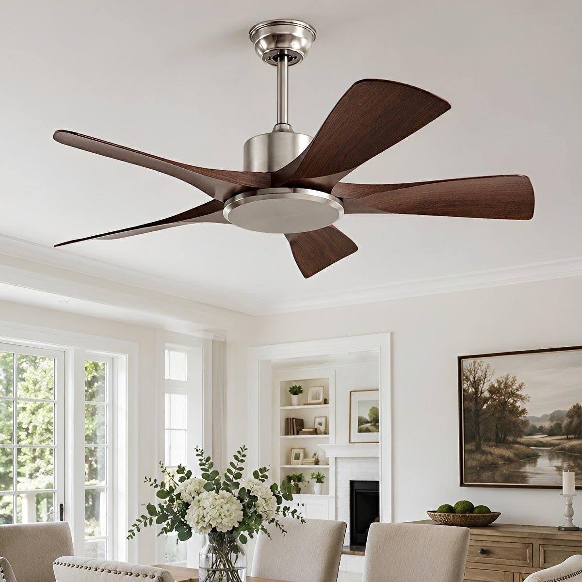 Modern Industrial Ceiling Fan - 6-Speed DC Motor Lighting