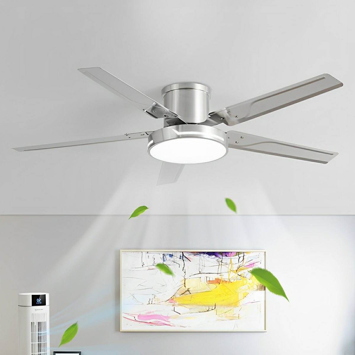 Modern Iron Five - leaf 6 - speed Inverter Fan Dimming Ceiling Fan Light - Flyachilles