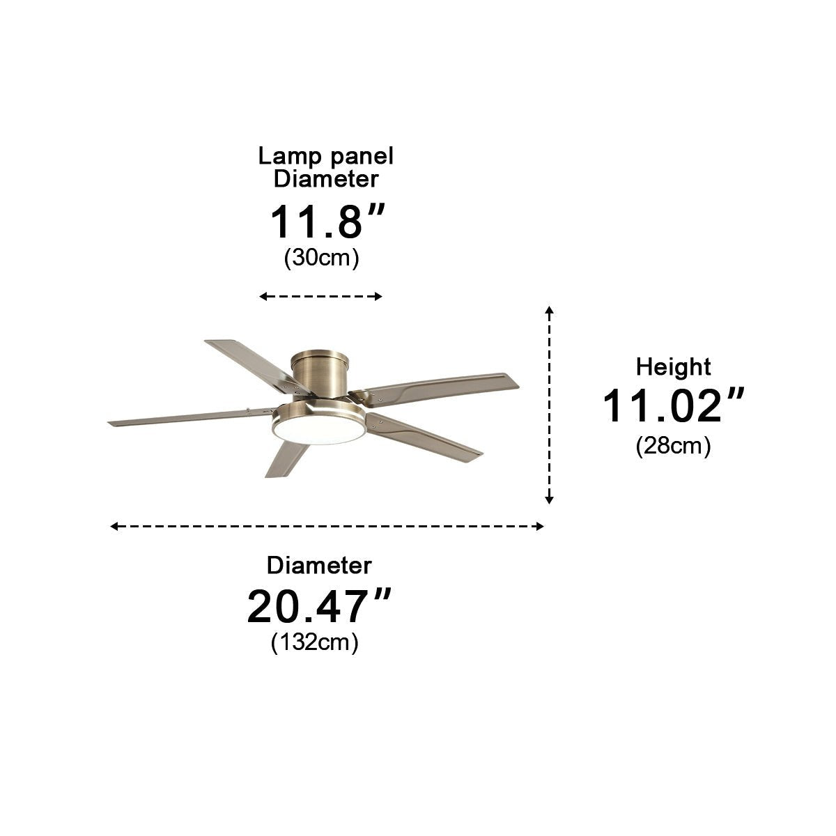 Modern Iron Five - leaf 6 - speed Inverter Fan Dimming Ceiling Fan Light - Flyachilles