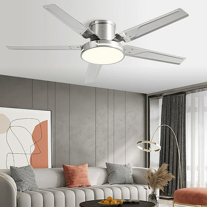 Modern Iron Five - leaf 6 - speed Inverter Fan Dimming Ceiling Fan Light - Flyachilles