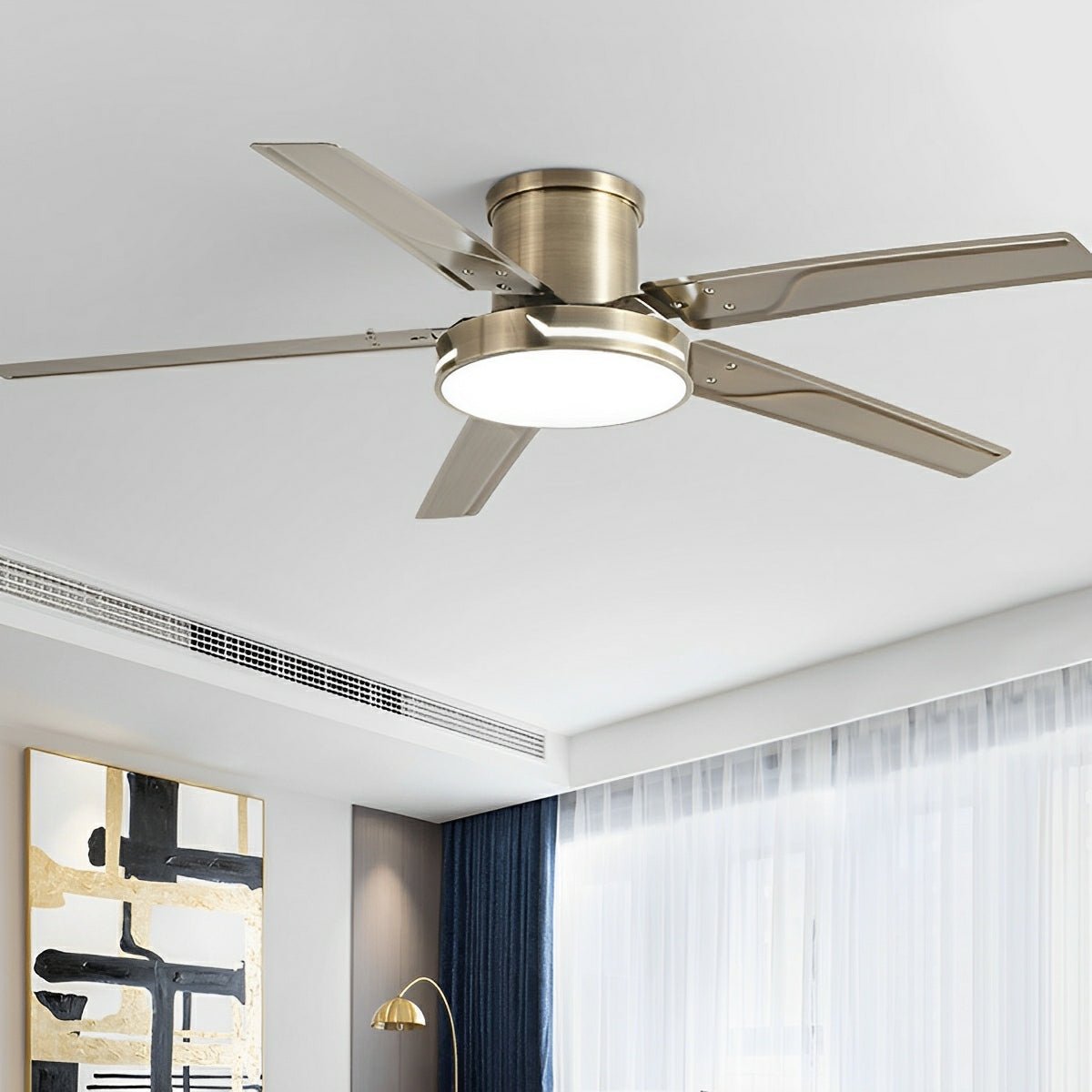 Modern Iron Five - leaf 6 - speed Inverter Fan Dimming Ceiling Fan Light - Flyachilles