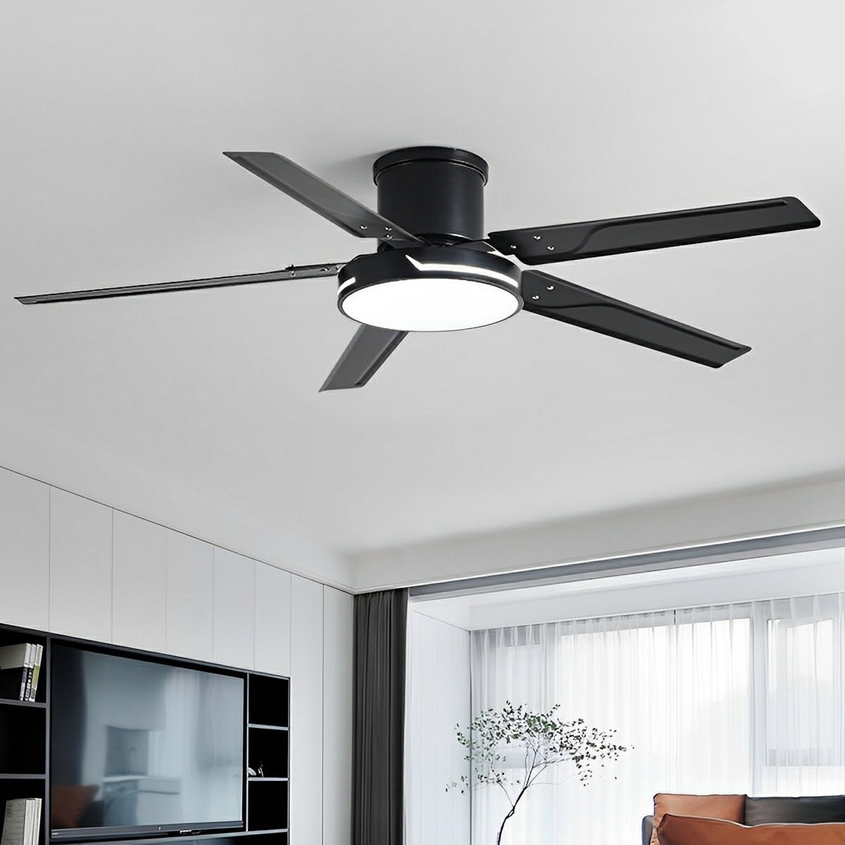 Modern Iron Five - leaf 6 - speed Inverter Fan Dimming Ceiling Fan Light - Flyachilles