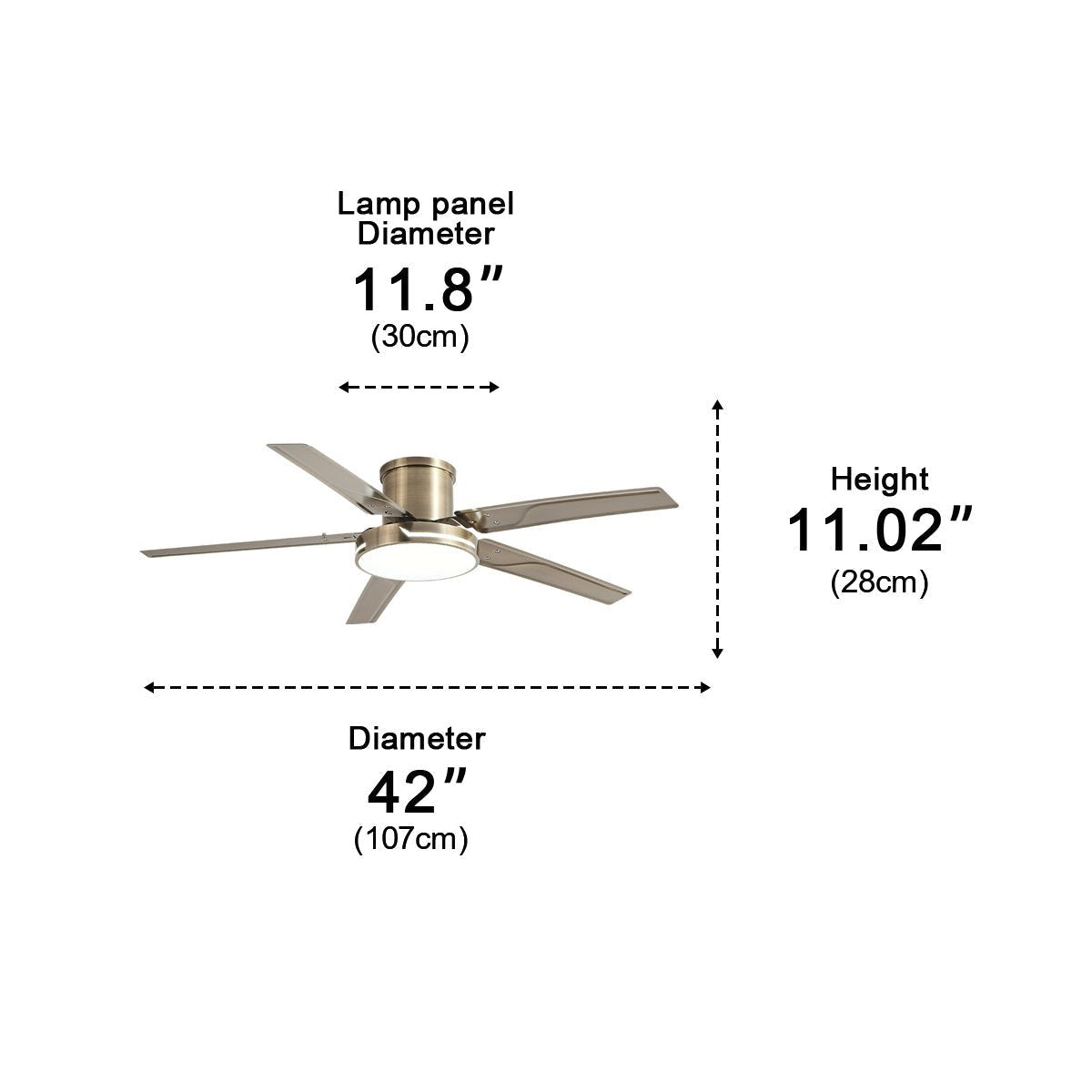 Modern Iron Five - leaf 6 - speed Inverter Fan Dimming Ceiling Fan Light - Flyachilles