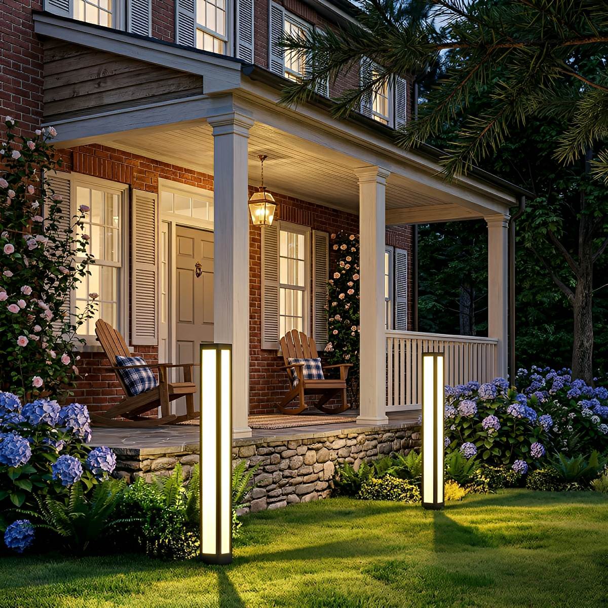 Modern LED Bollard Light – Waterproof Black Outdoor Pathway Light - Flyachilles
