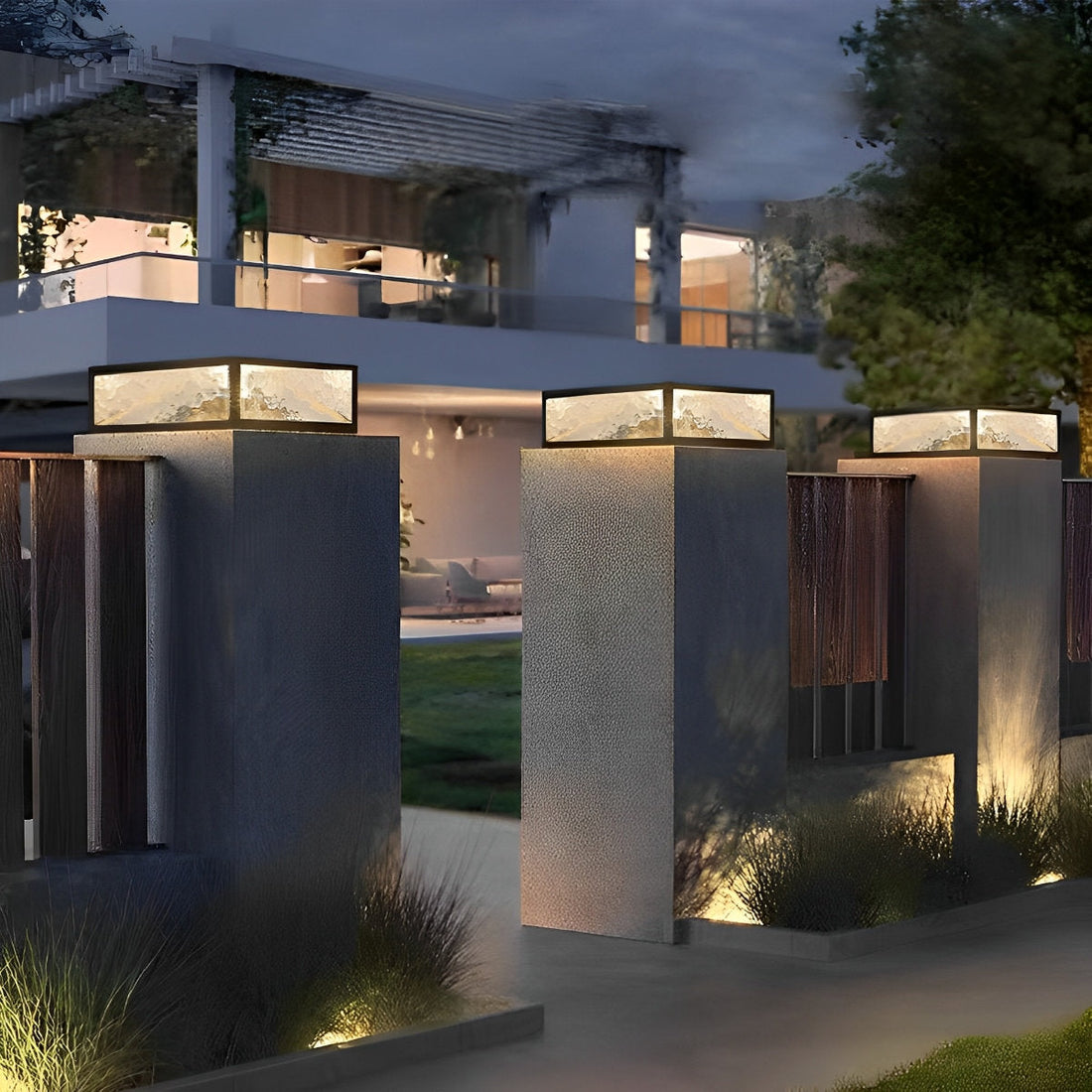 Modern LED Waterproof Outdoor Post Lights Solar Fence Pillar Light Deck Post Light Column Gate Lamp - Flyachilles