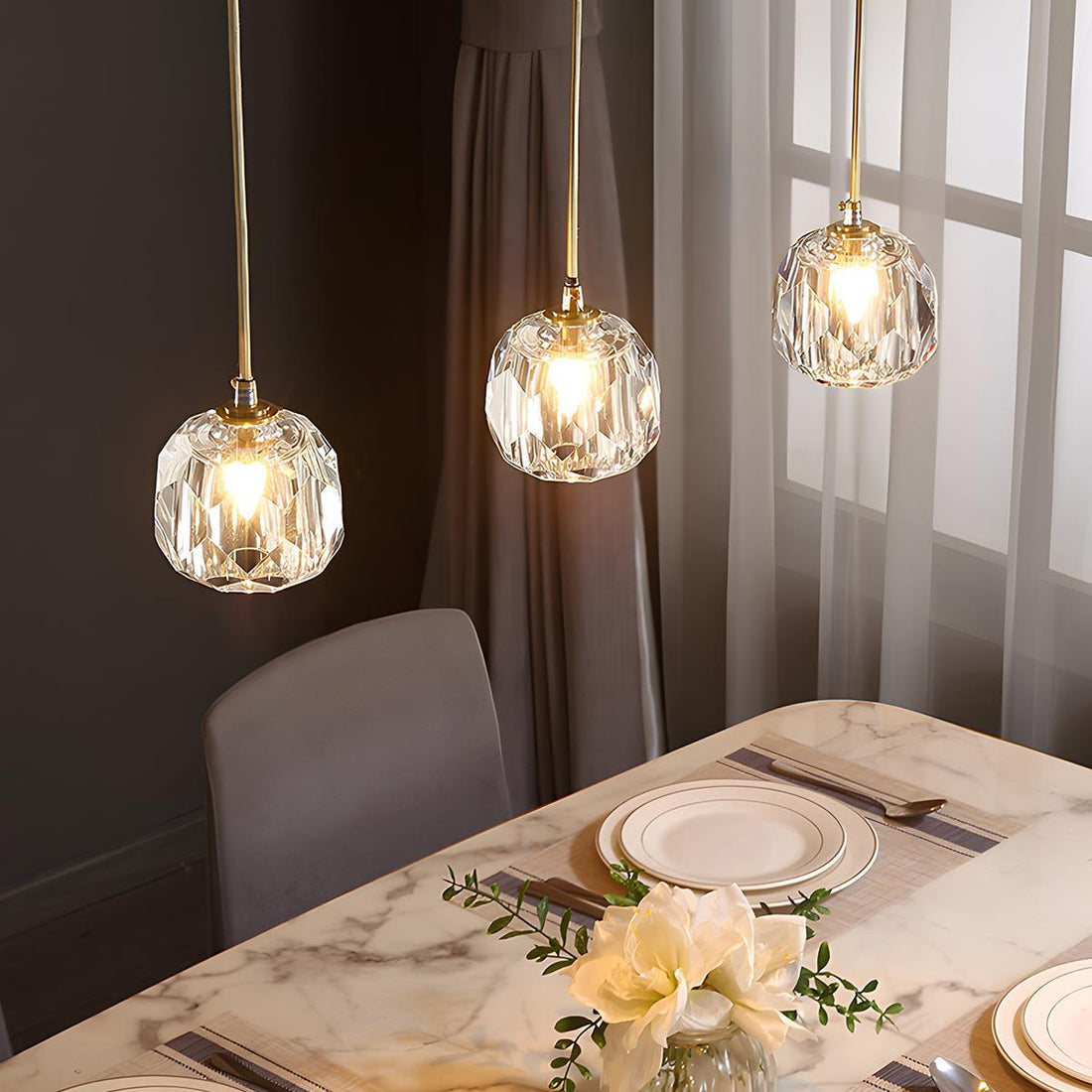Modern Luxury Dimmable Brass Crystal Pendant Lights - Flyachilles