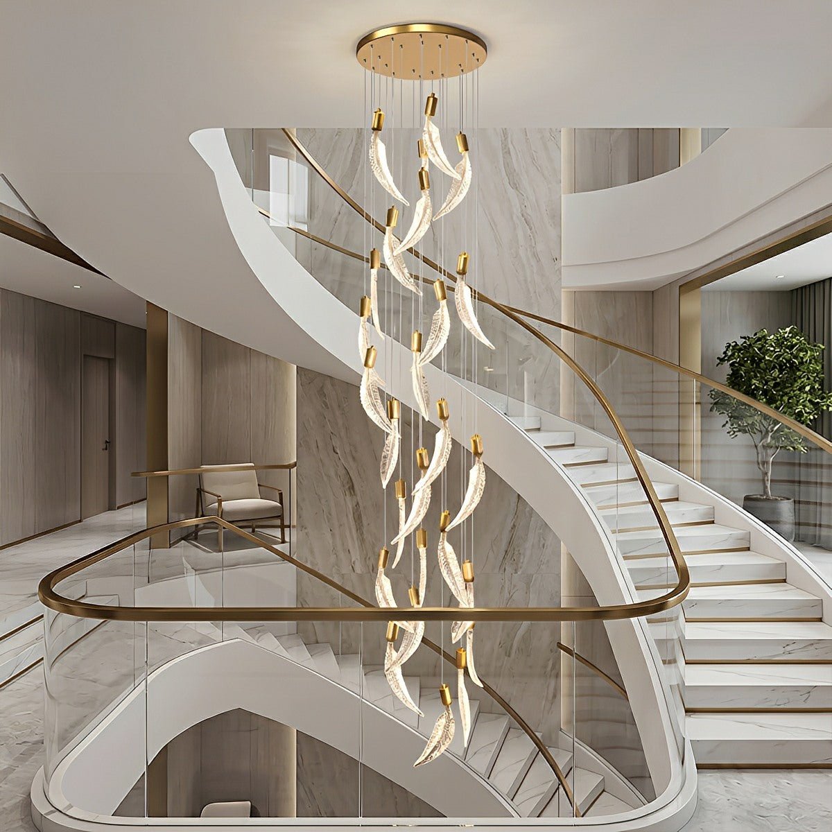 Modern Luxury Feather Spiral LED Chandelier - Flyachilles