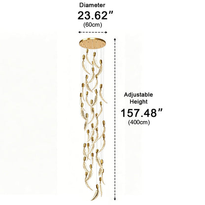 Modern Luxury Feather Spiral LED Chandelier - Flyachilles